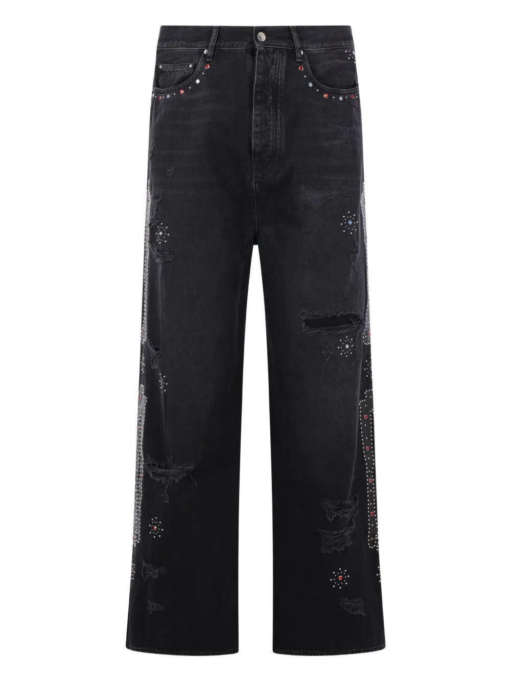 AMIRI  studded ripped wide-leg jeans