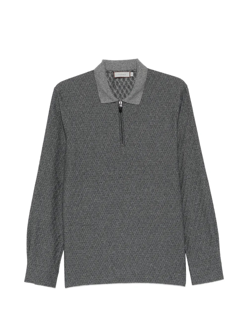 Canali zip-fastening patterned polo shirt