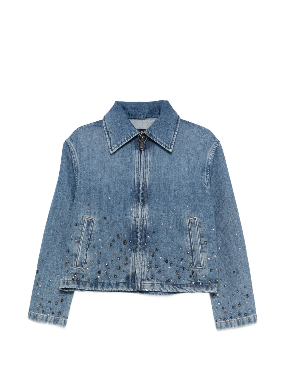 7 For All Mankind  embellished zipped denim jacket