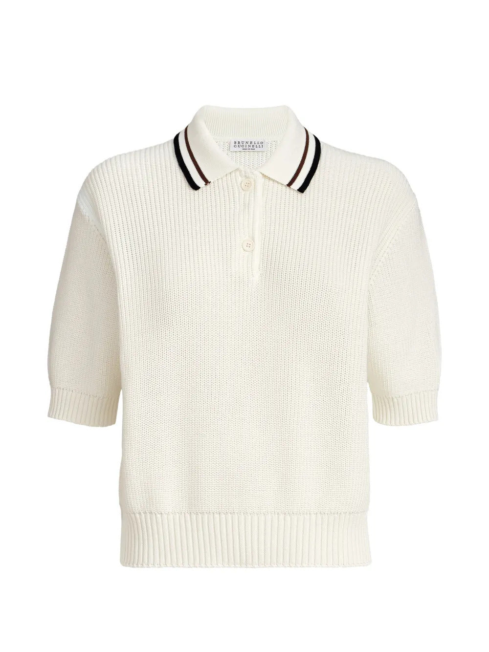 Brunello Cucinelli  cotton English rib knit polo top