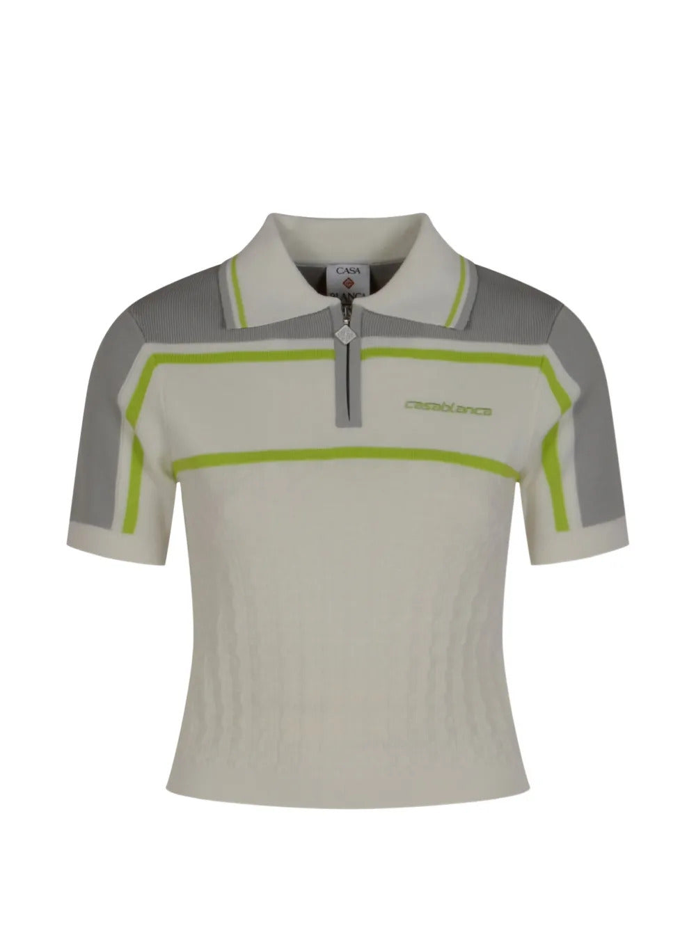 Casablanca zip-up striped polo top