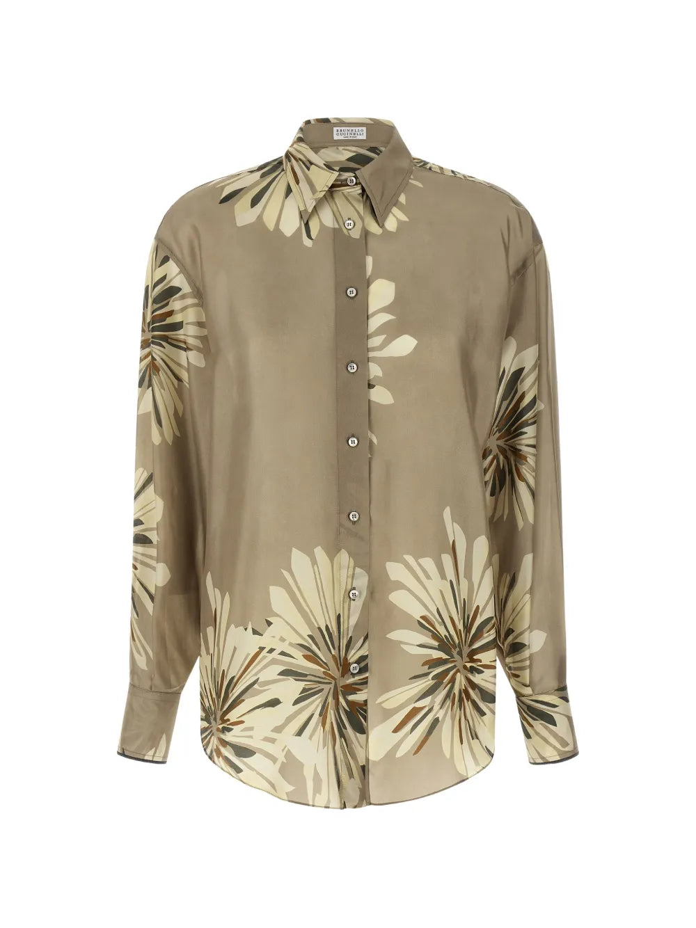 Brunello Cucinelli  floral piping silk shirt