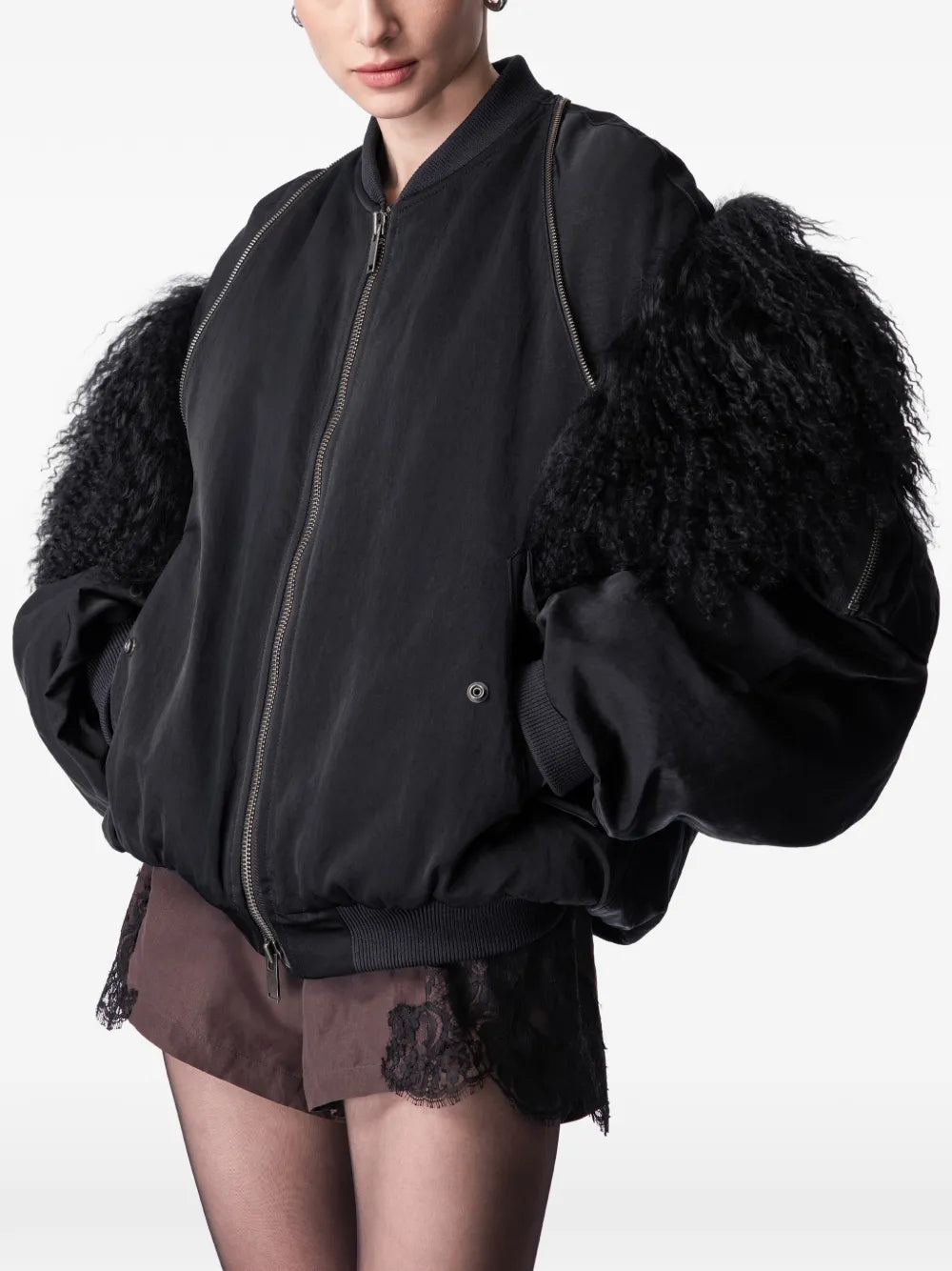 ARTICLE TEN  shearling-panel bomber jacket
