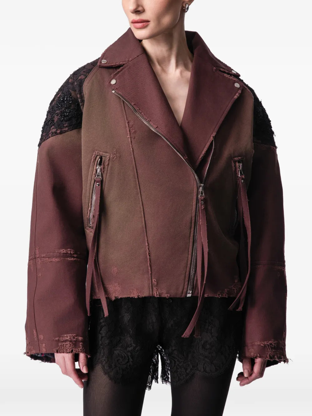 ARTICLE TEN lace-panelling jacket