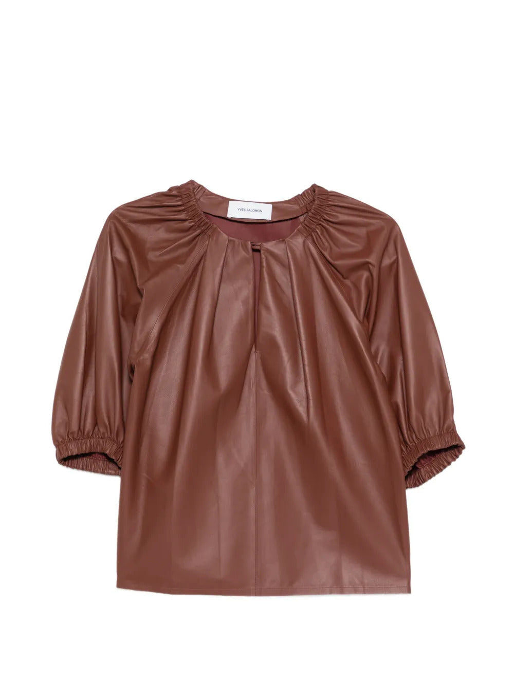 Yves Salomon  gathered leather top