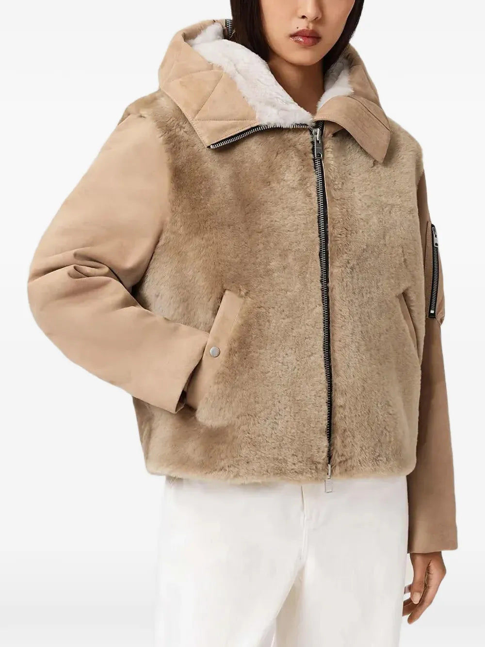 AllSaints  Dexter collared shearling jacket