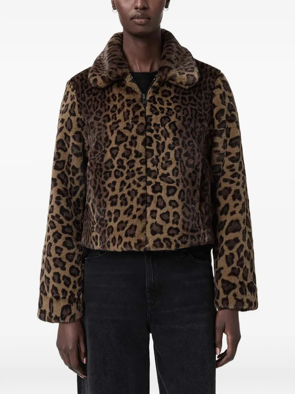 AllSaints  Saye leopard-print collared jacket