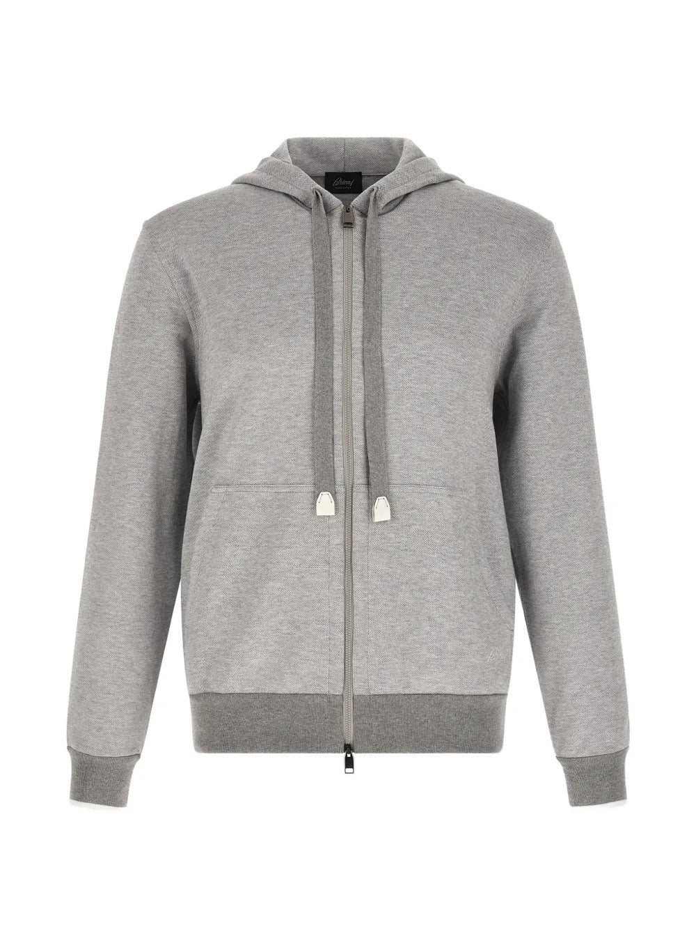 Brioni  piquet logo embroidery hoodie