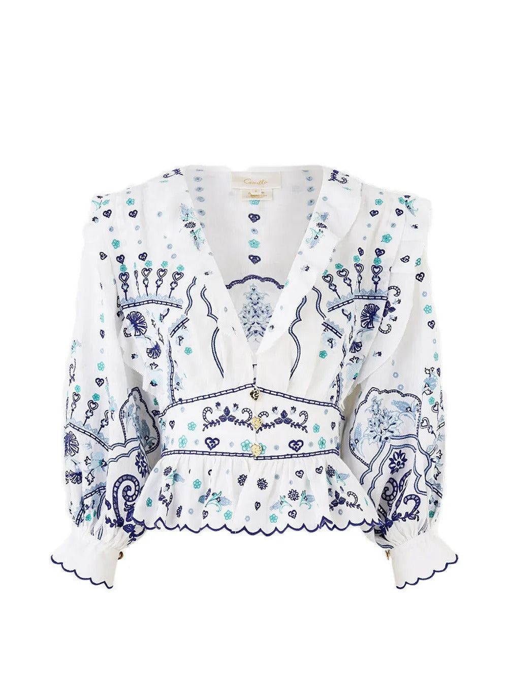 Camilla  ruffled V-neck blouse