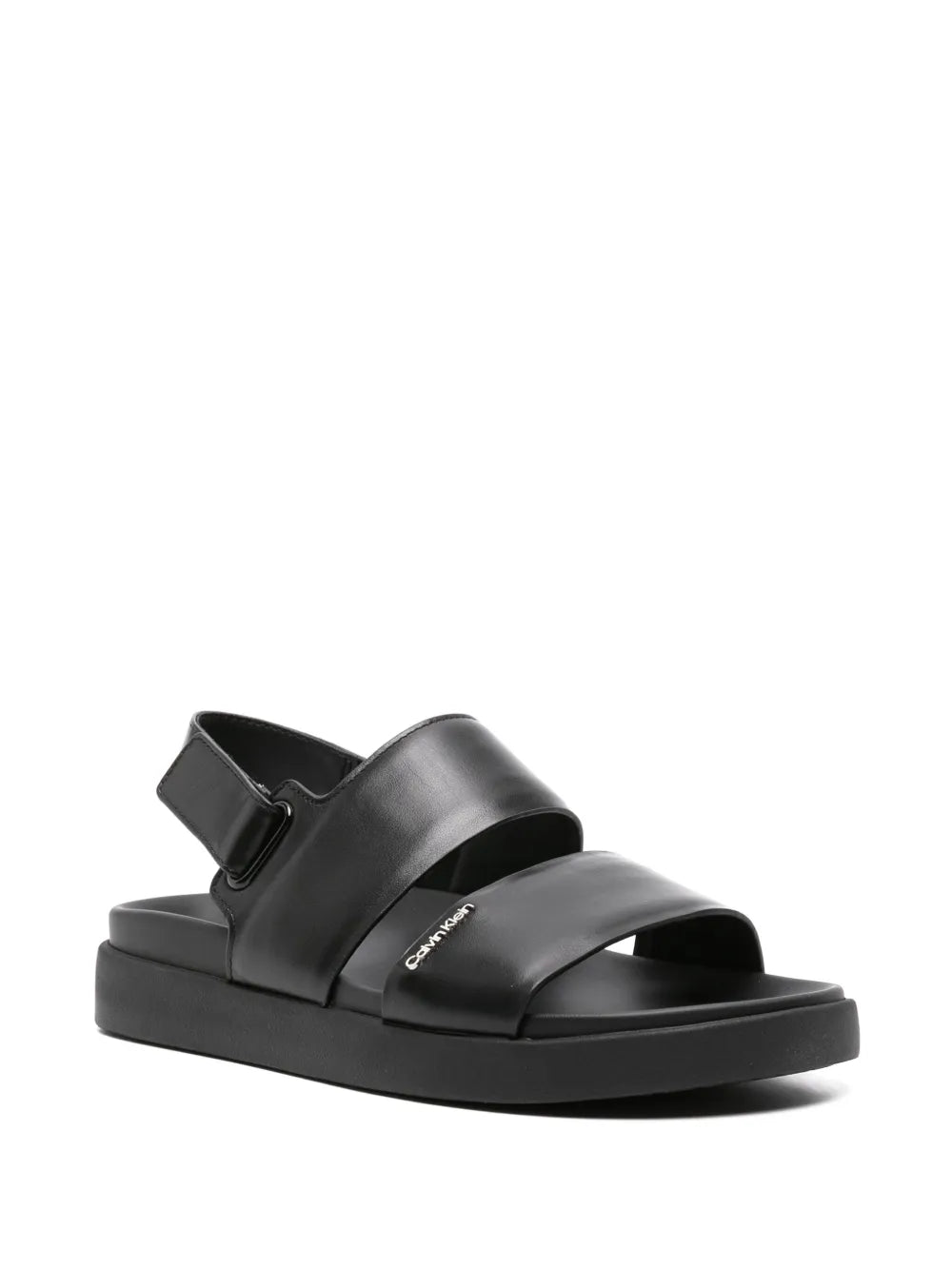 Calvin Klein  logo-lettering leather sandals