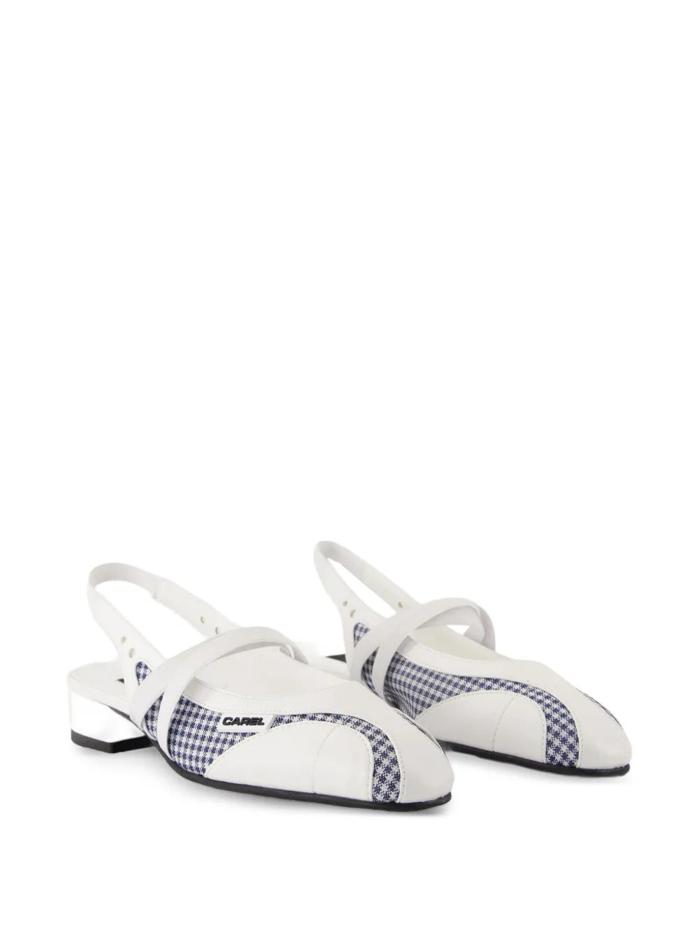 Carel Paris 20mm sling back checked flat pumps