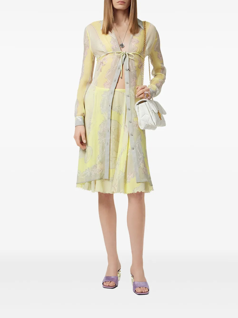 Versace Cameo silk midi skirt