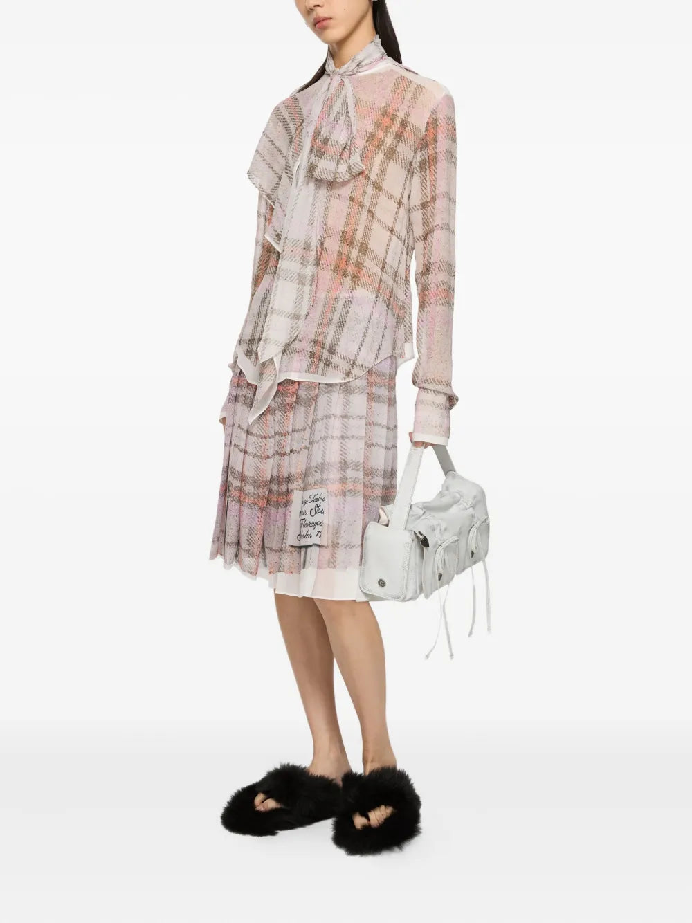 Acne Studios pleated plaid mini skirt
