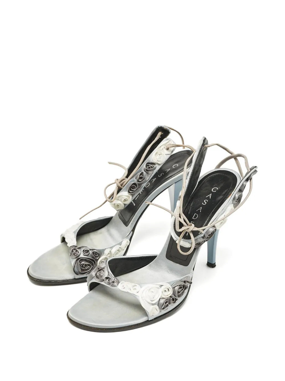 Casadei Vintage 105mm rose-detail satin sandals