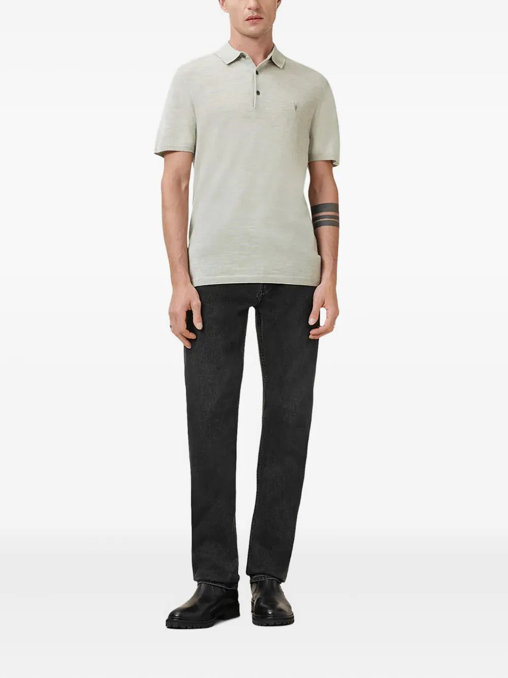 AllSaints  embroidered short-sleeve polo shirt