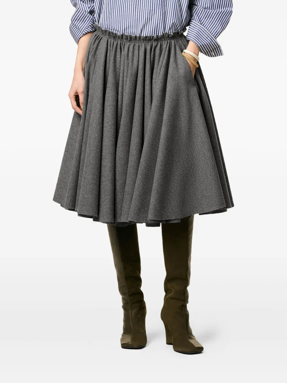 AMI Paris Corolla wool midi skirt
