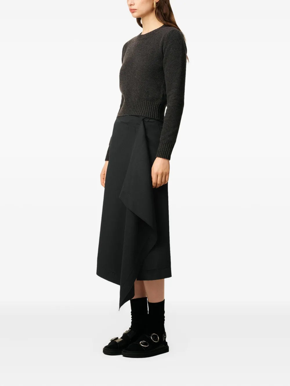 AMI Paris  wrap asymmetrical wool midi skirt