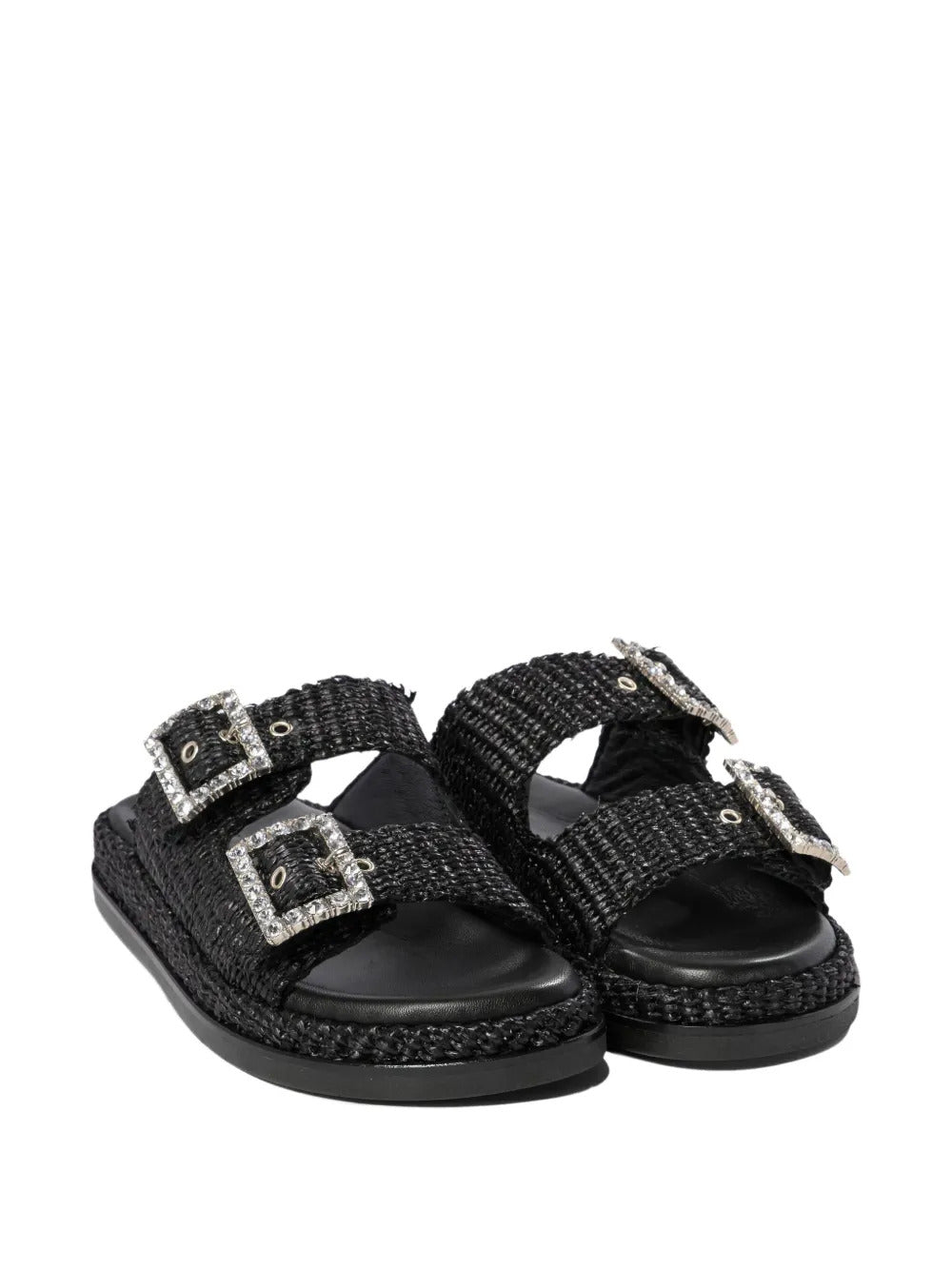 ALIBI  raffia embellished buckle sandals
