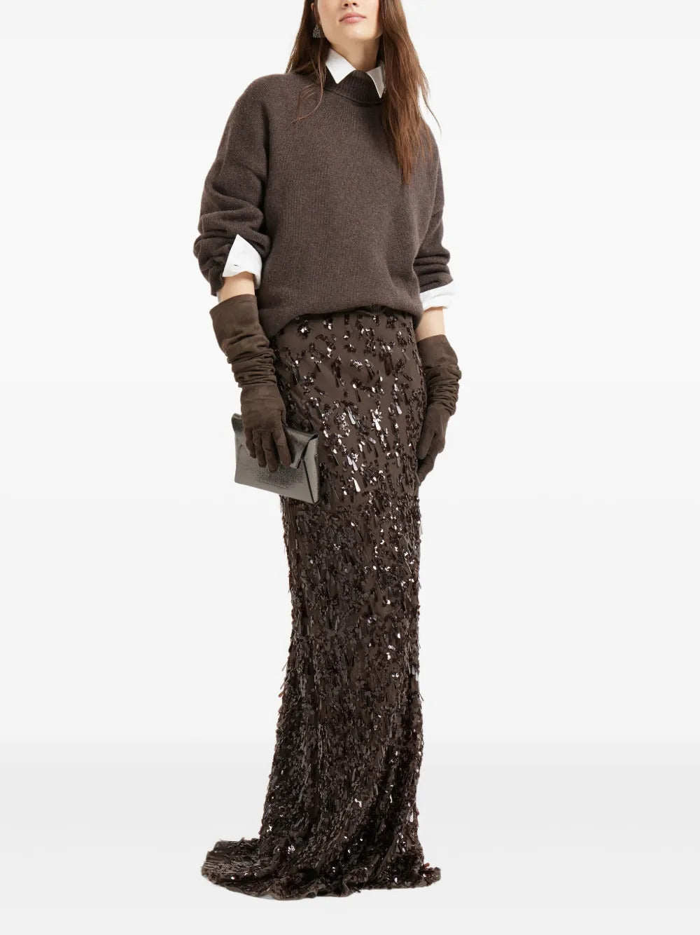 Brunello Cucinelli sequin-embellished maxi skirt