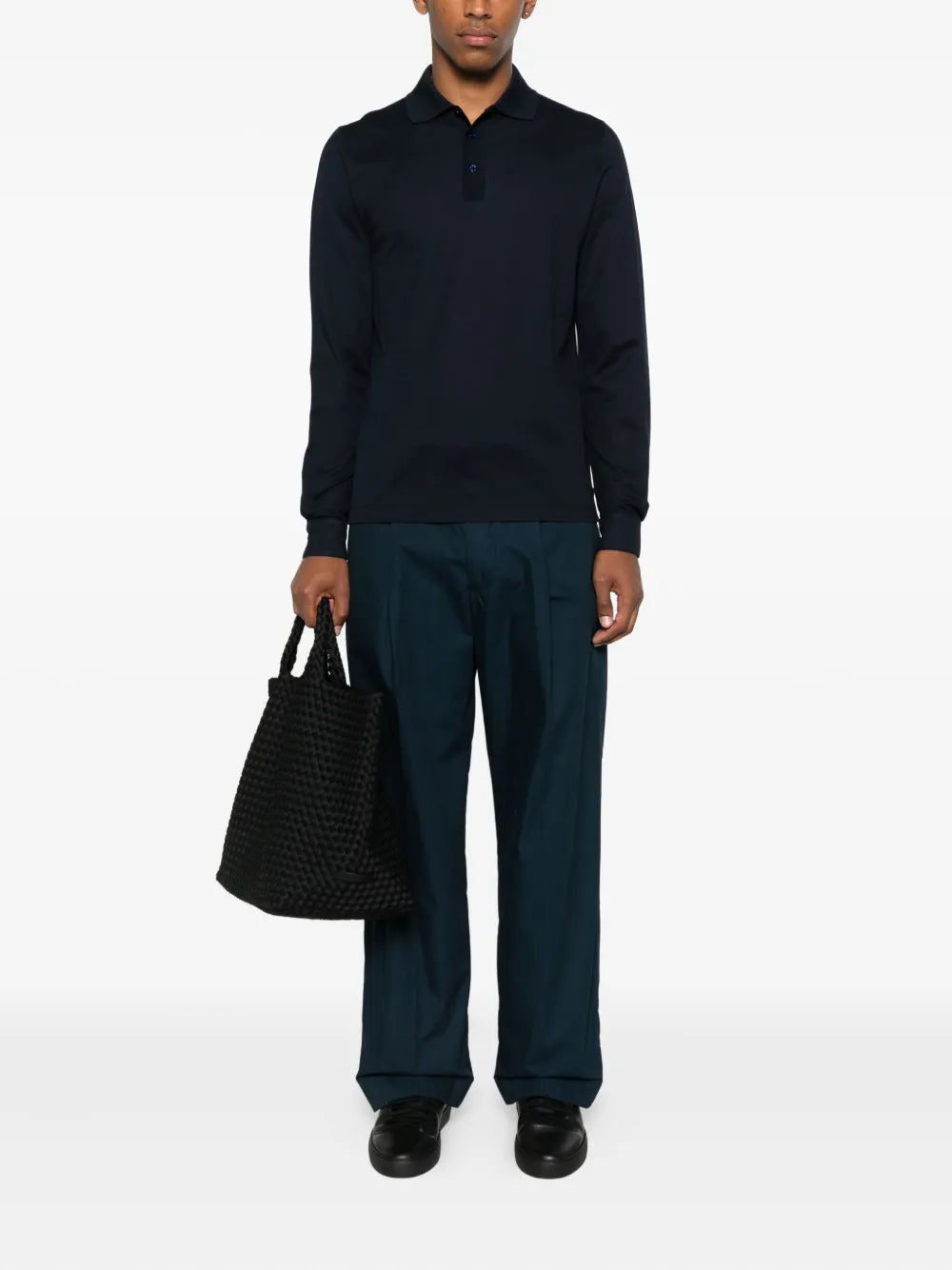 Canali long-sleeve button polo shirt