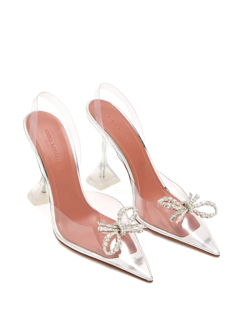 Amina Muaddi  95mm Rosie crystal-bow slingback pumps