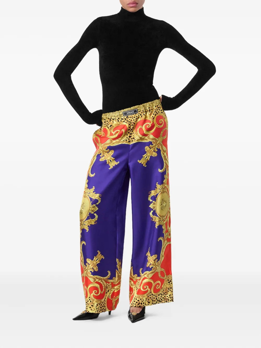 Versace  baroque-print elastic-waist trousers