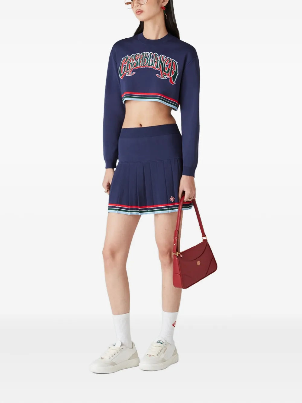 Casablanca  logo-embroidered cropped sweatshirt