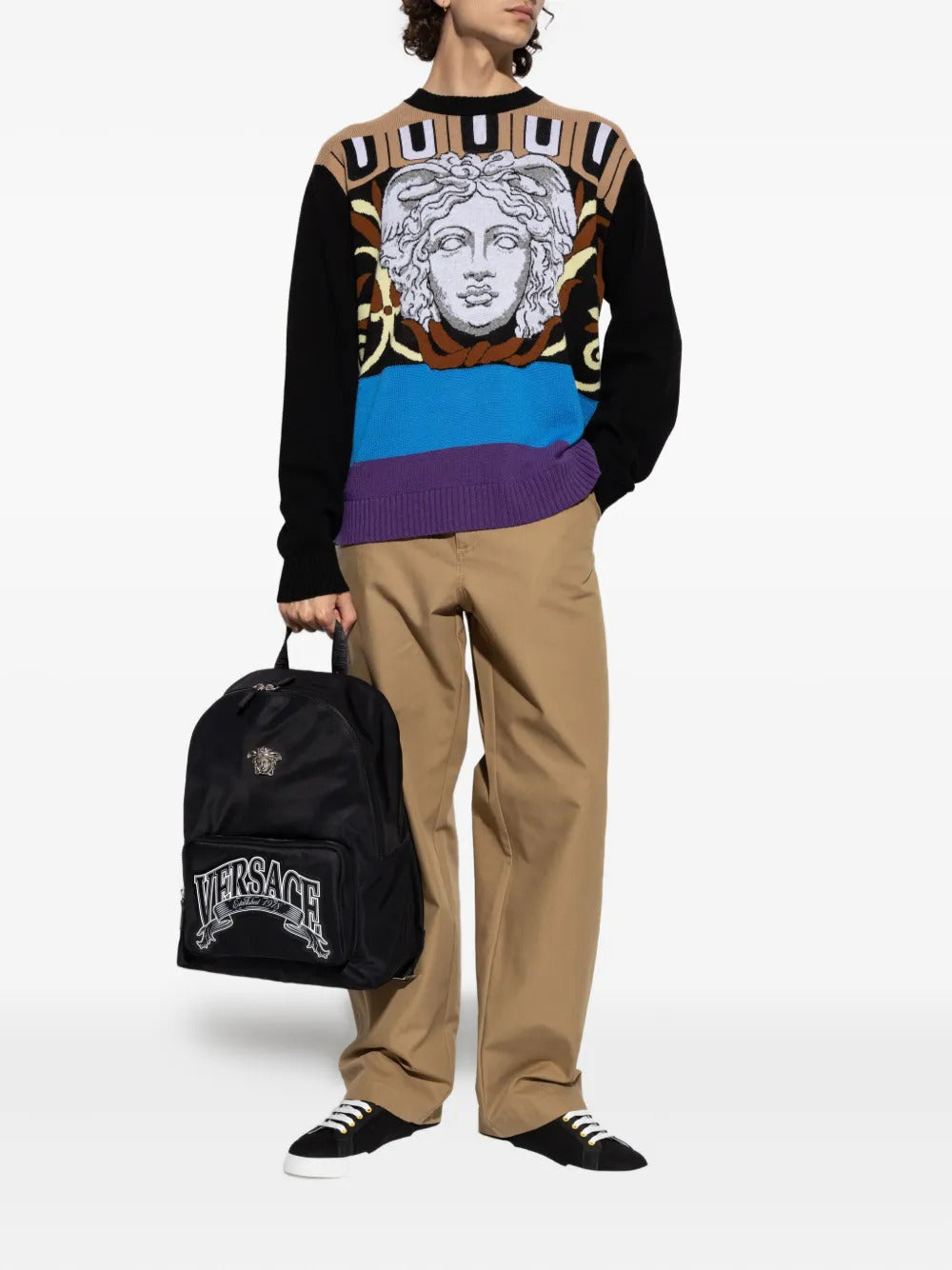 Versace  buckle-detail cotton trousers