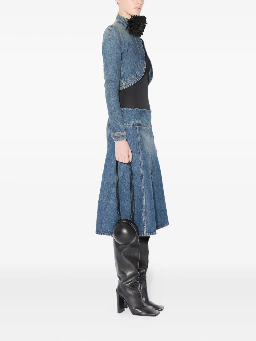 Alaïa panelled denim midi skirt