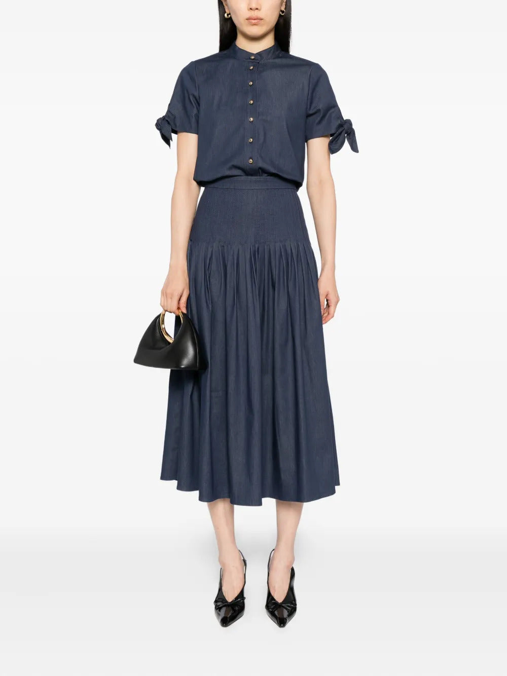 Carolina Herrera pleated denim skirt