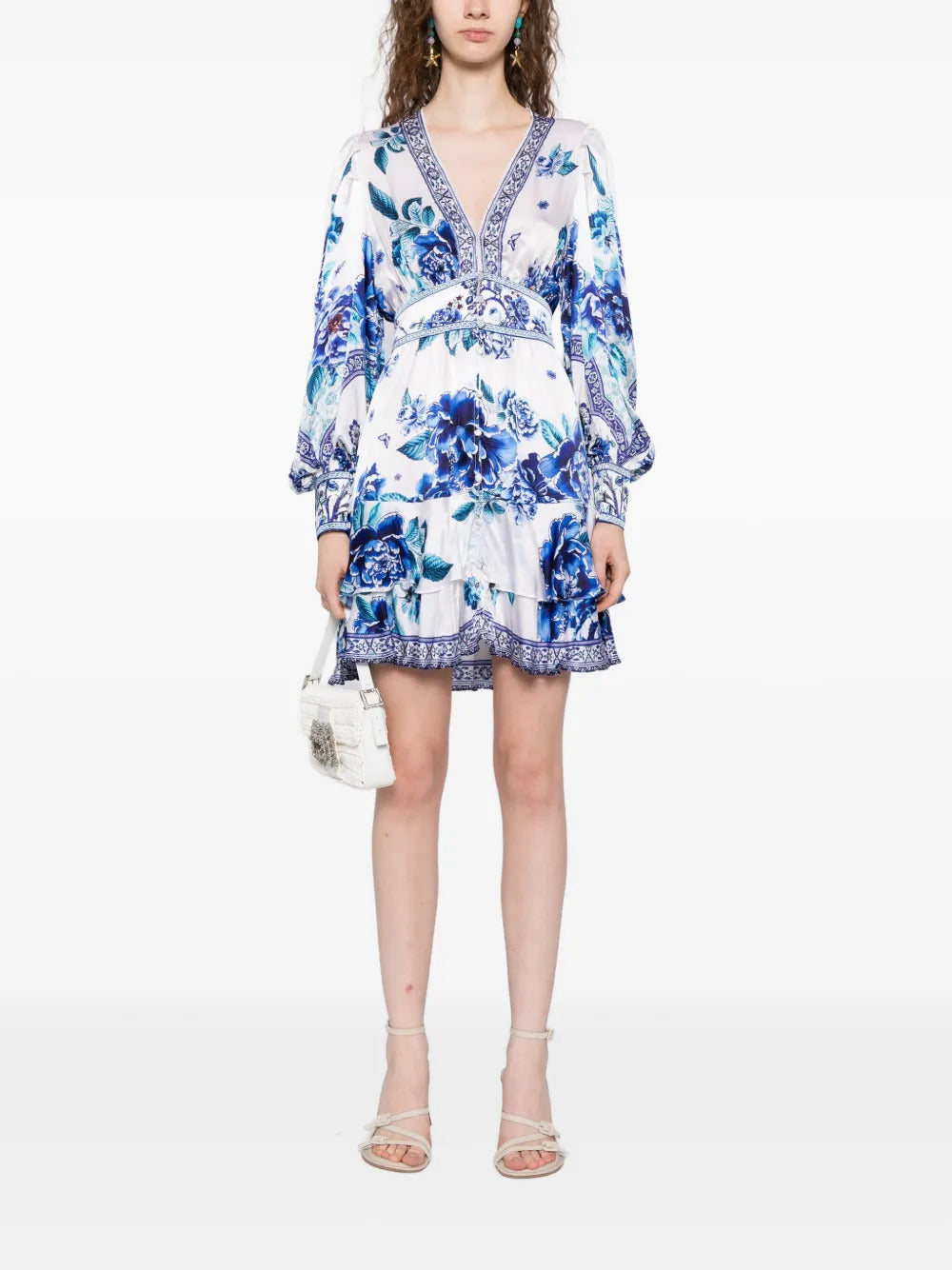 Camilla button front frill dress