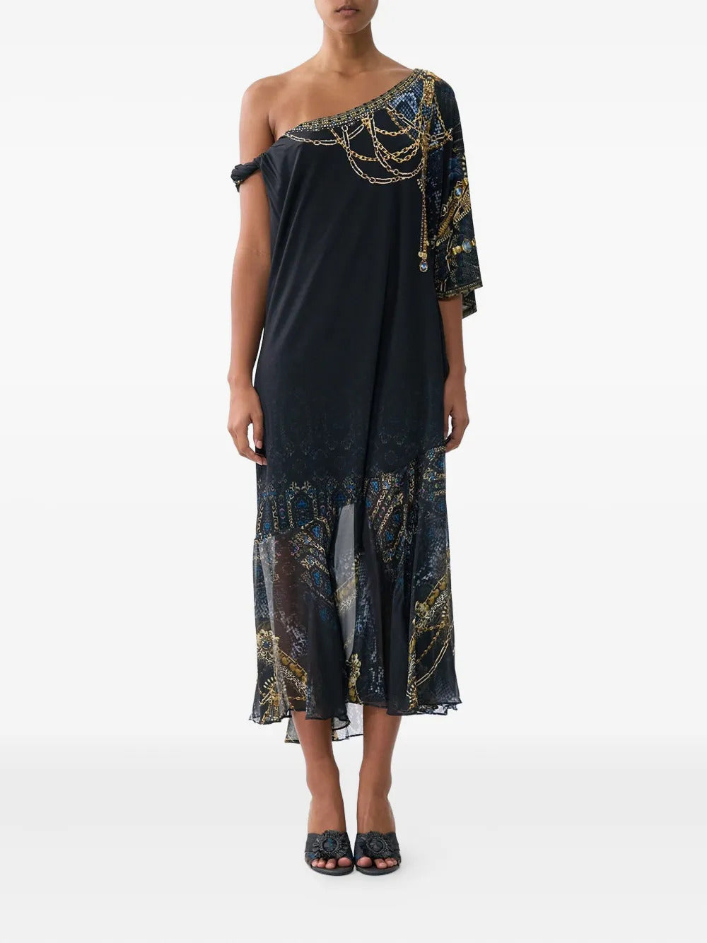 Camilla  twisted one-shoulder midi dress
