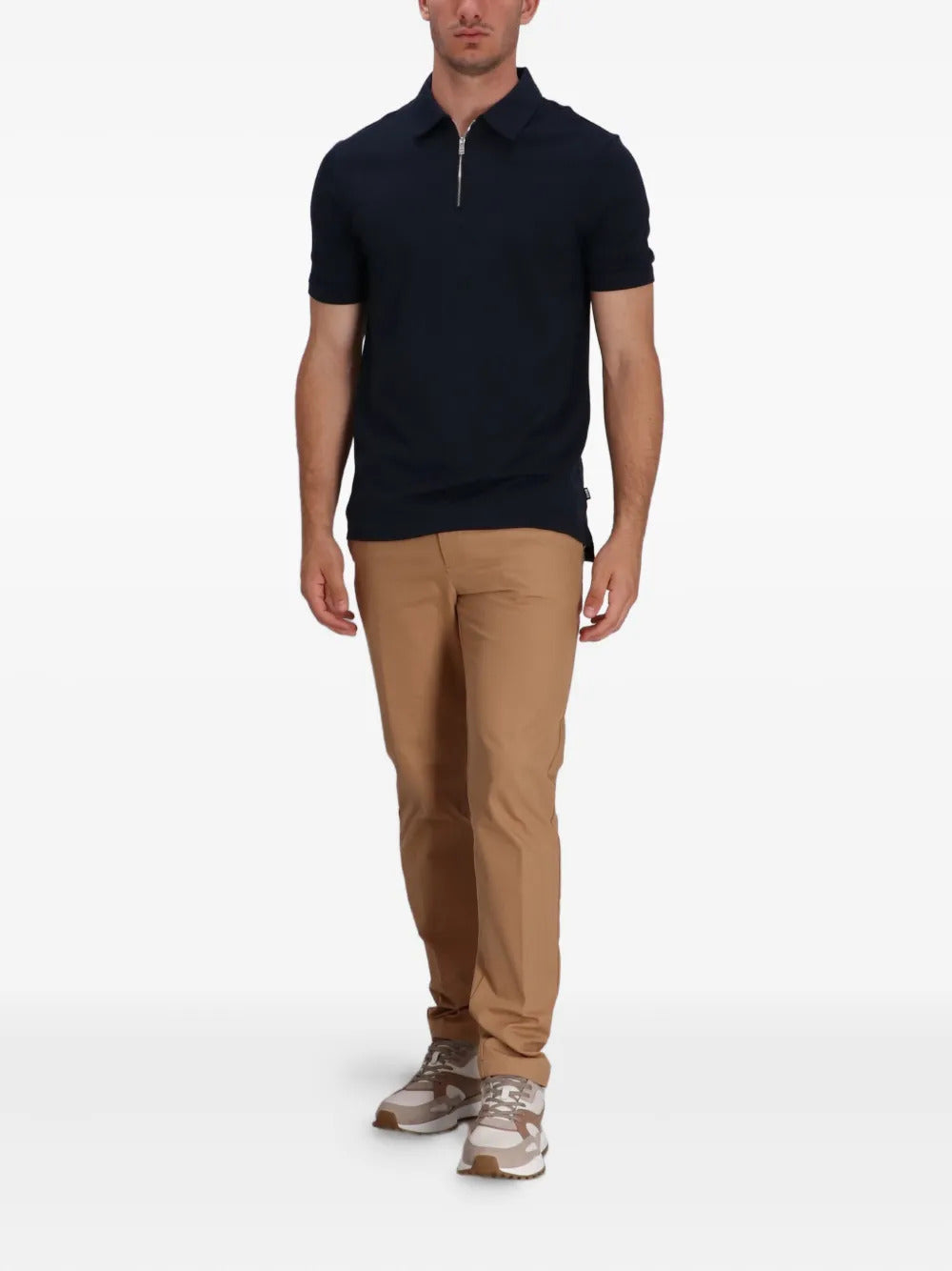 BOSS zip-neck polo shirt