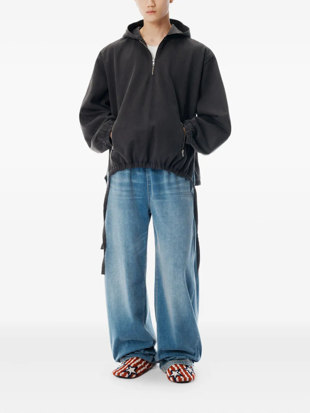 Alexander Wang  half-zip drawstring-waist hoodie