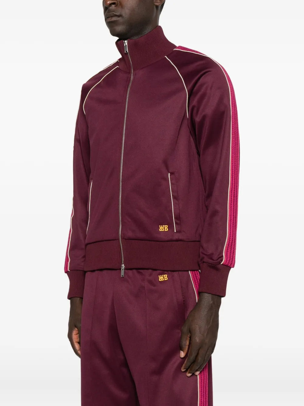 Wales Bonner  striped-panel zip-up track sweatshirt
