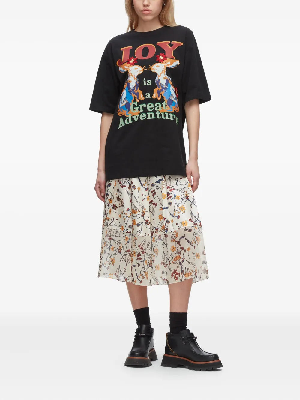 3.1 Phillip Lim  graphic-print floral-embroidery T-shirt