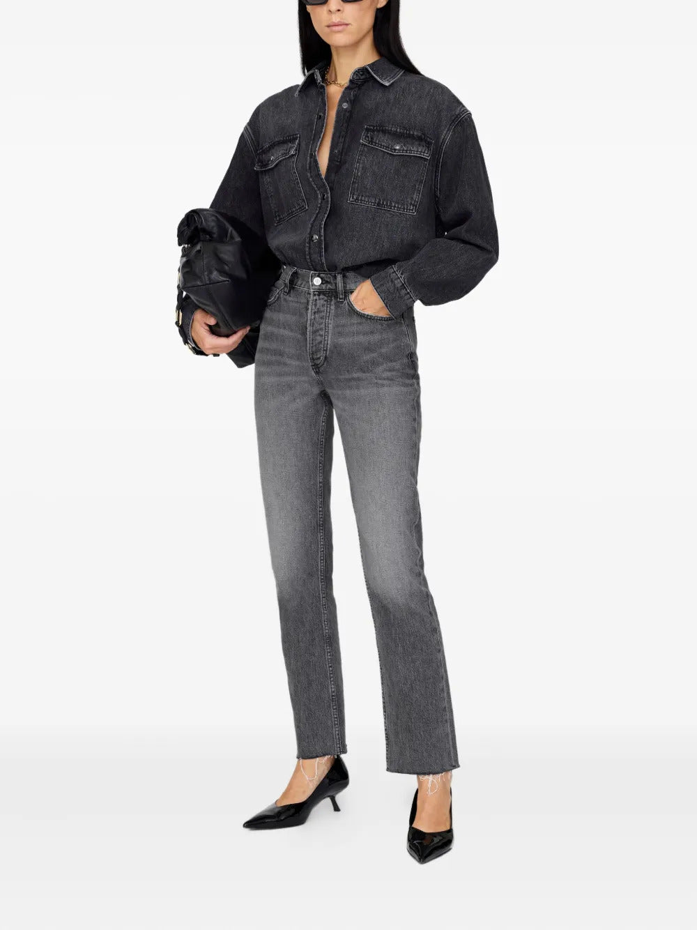 ANINE BING  Paxton double-pocket denim shirt