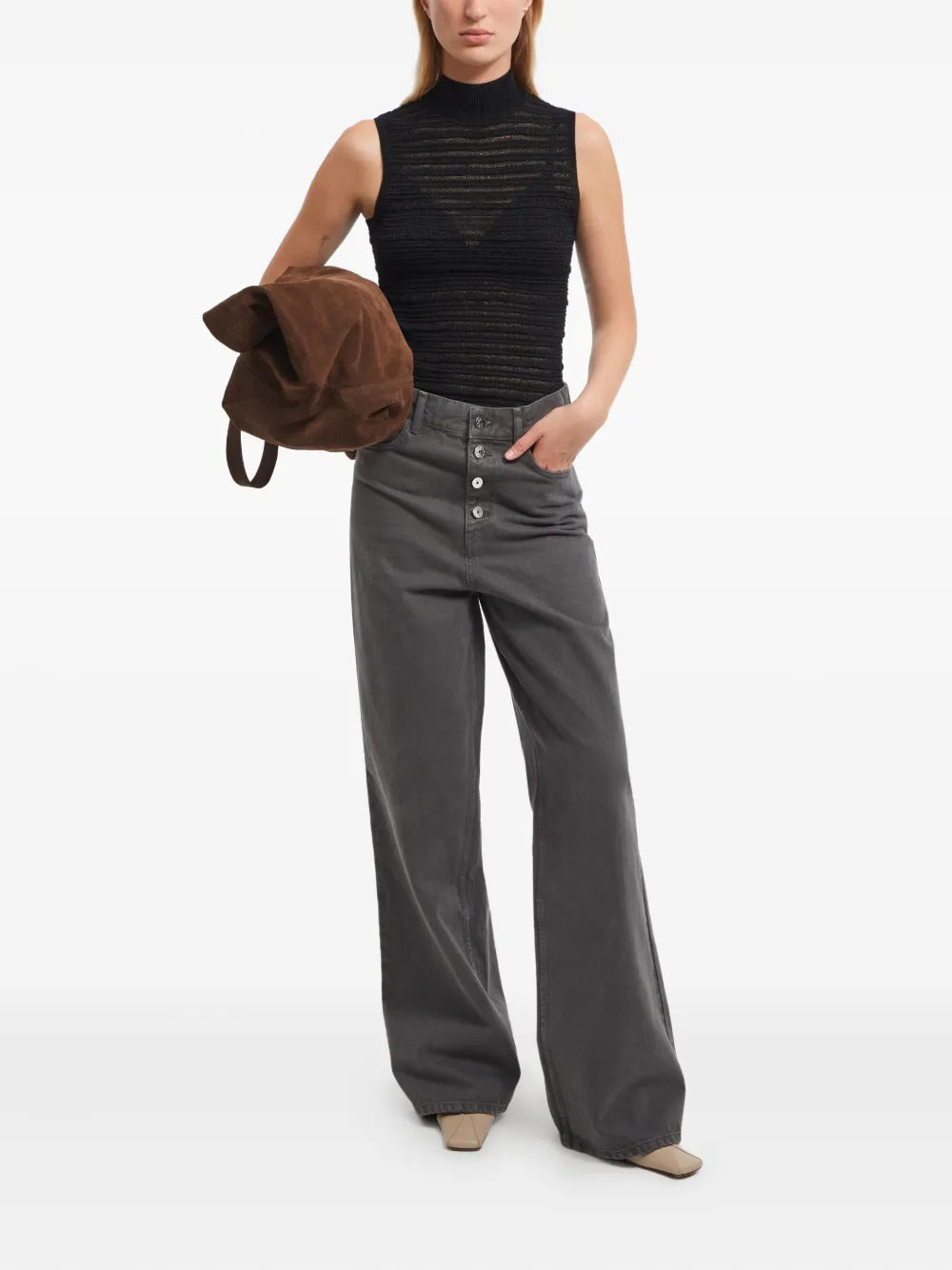 AERON  button-fastening wide-leg jeans