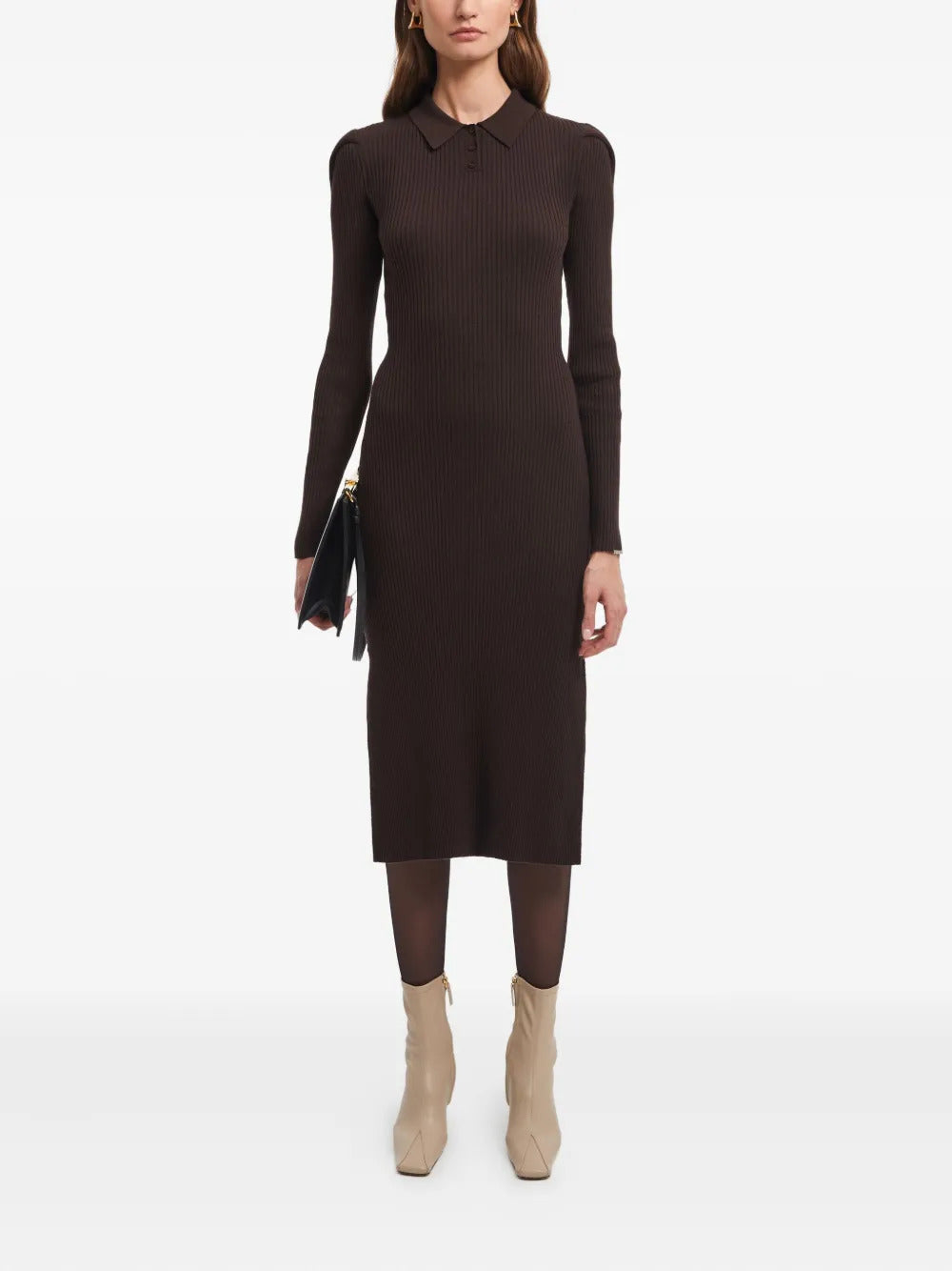 AERON  rib-knit polo-neck midi dress