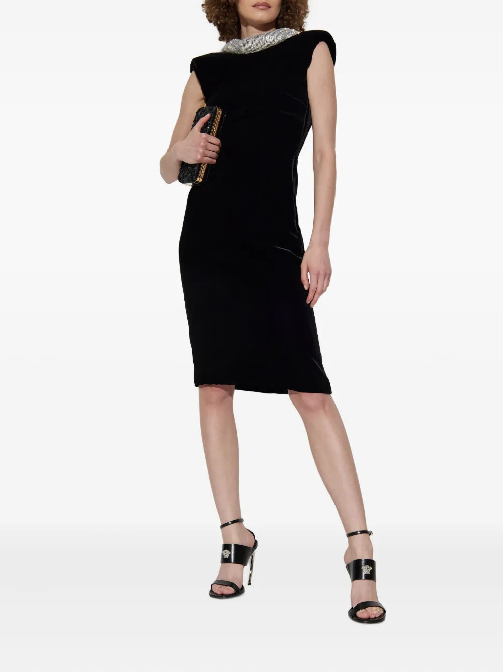 Versace crystal-embellished velvet dress