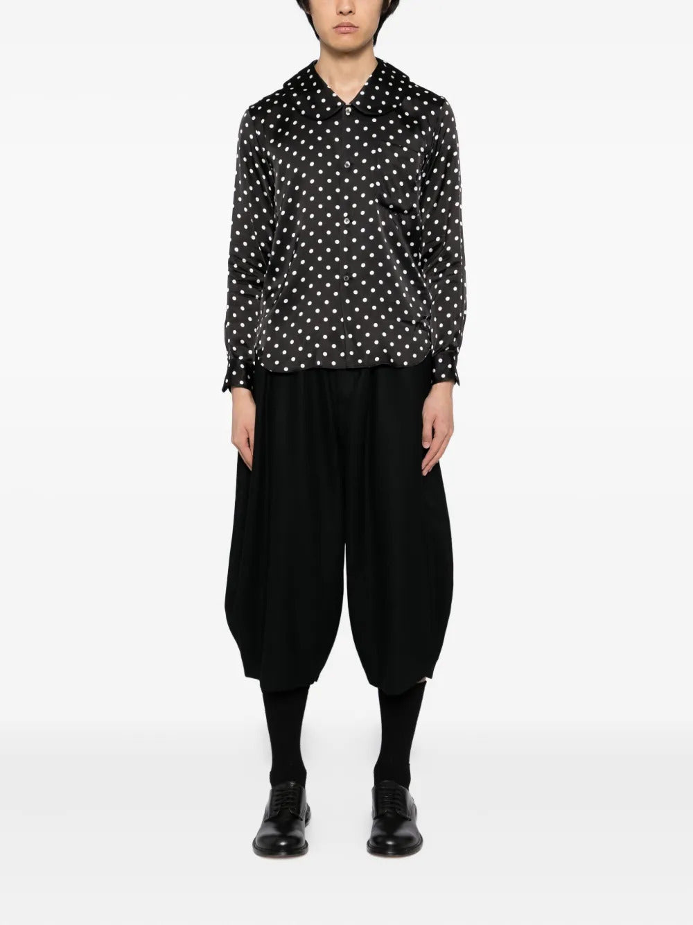 Black Comme Des Garçons cropped tapered trousers