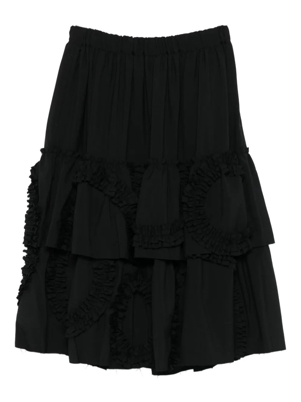 Black Comme Des Garçons  ruffled-tiered midi skirt