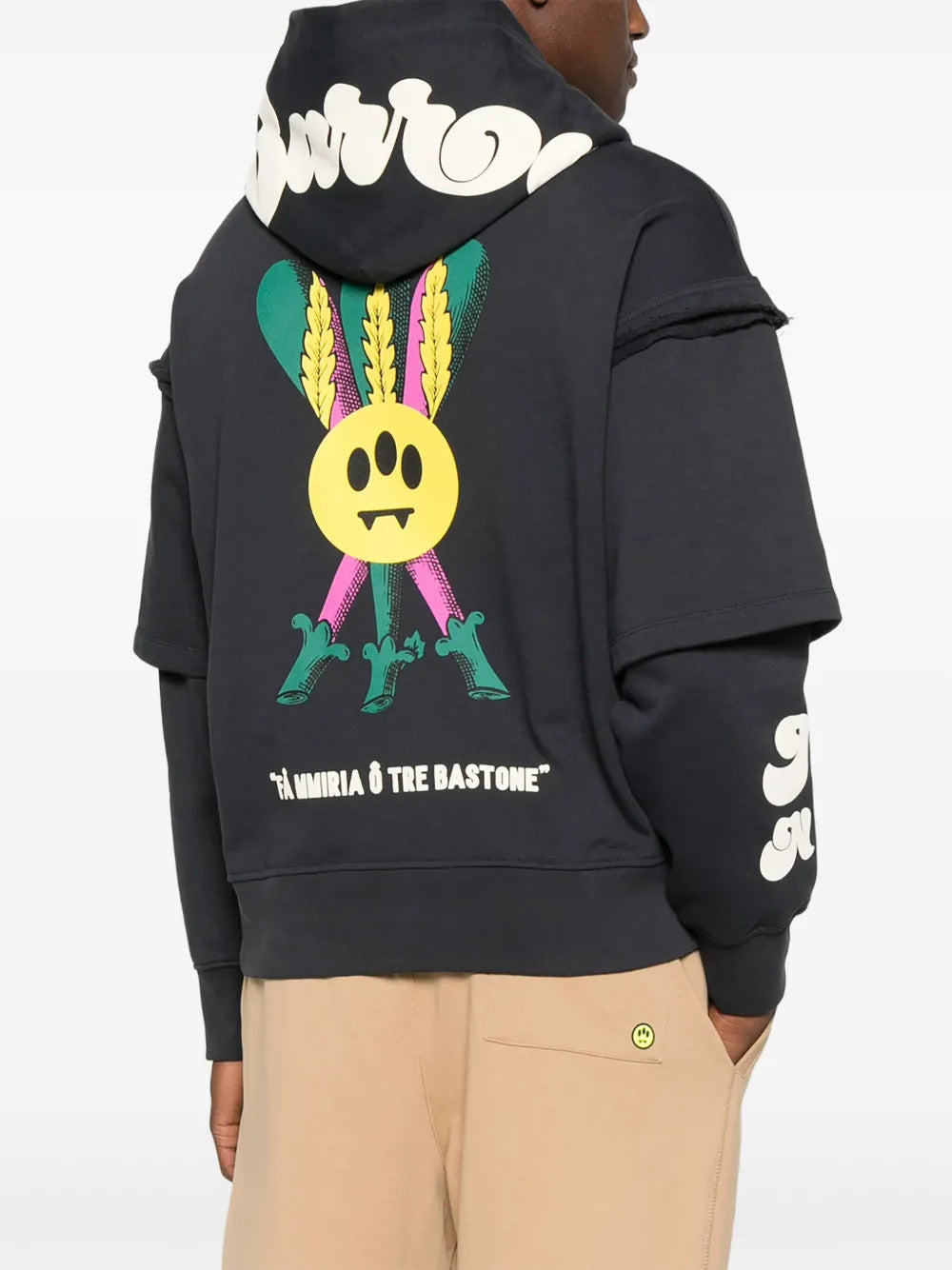 BARROW graphic-print layered hoodie