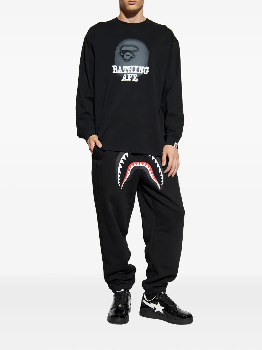 A BATHING APE®  Ape Head spray-paint long-sleeve T-shirt