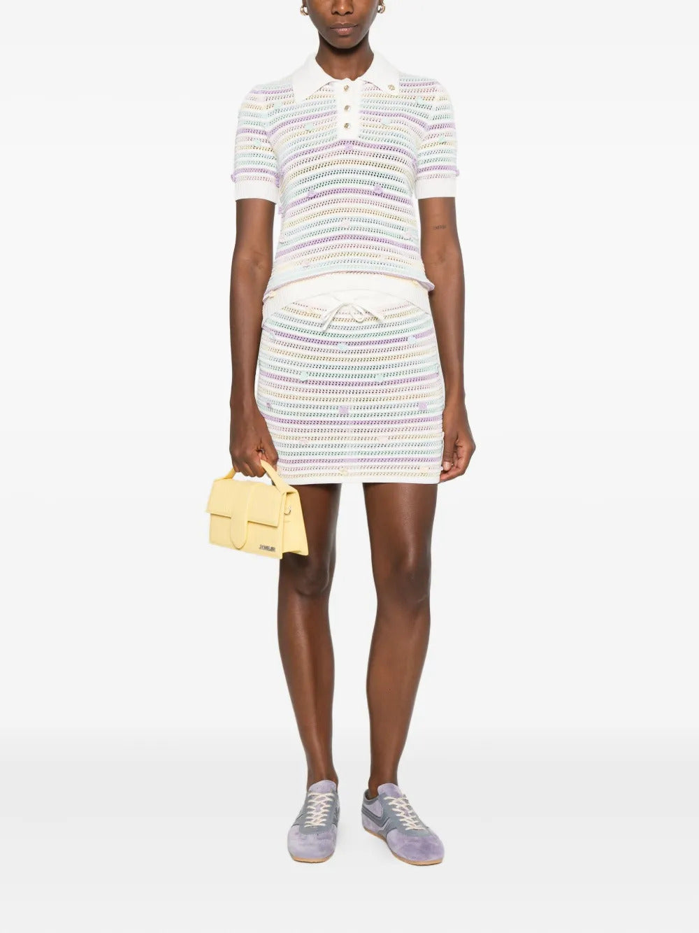 Casablanca  striped floral-embellished skirt