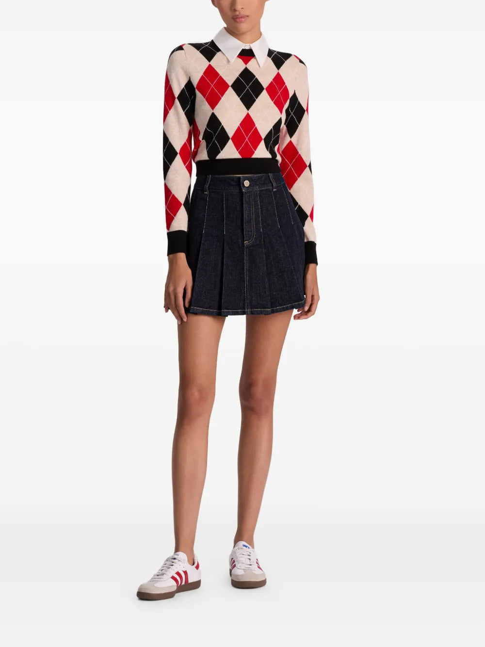alice + olivia Suzie pleated denim mini skirt