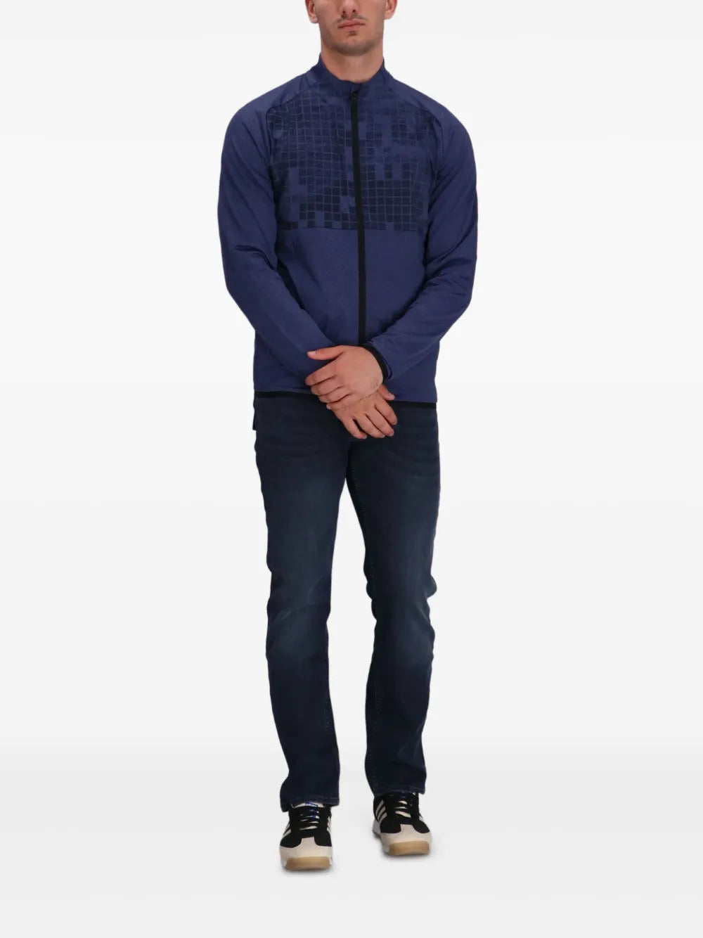 BOSS geometric-pattern zip-up sweatshirt