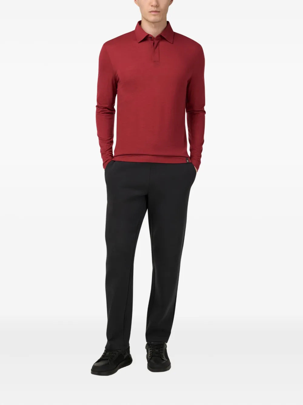 Boggi Milano  long-sleeved wool-blend polo shirt
