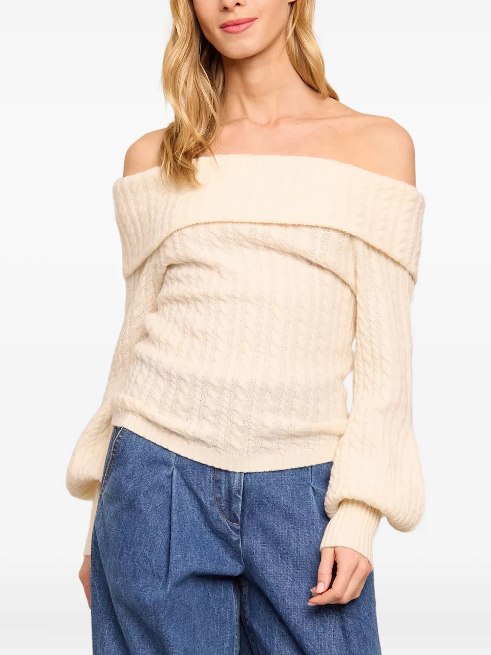 Cara Cara  off-shoulder cable-knit sweatshirt