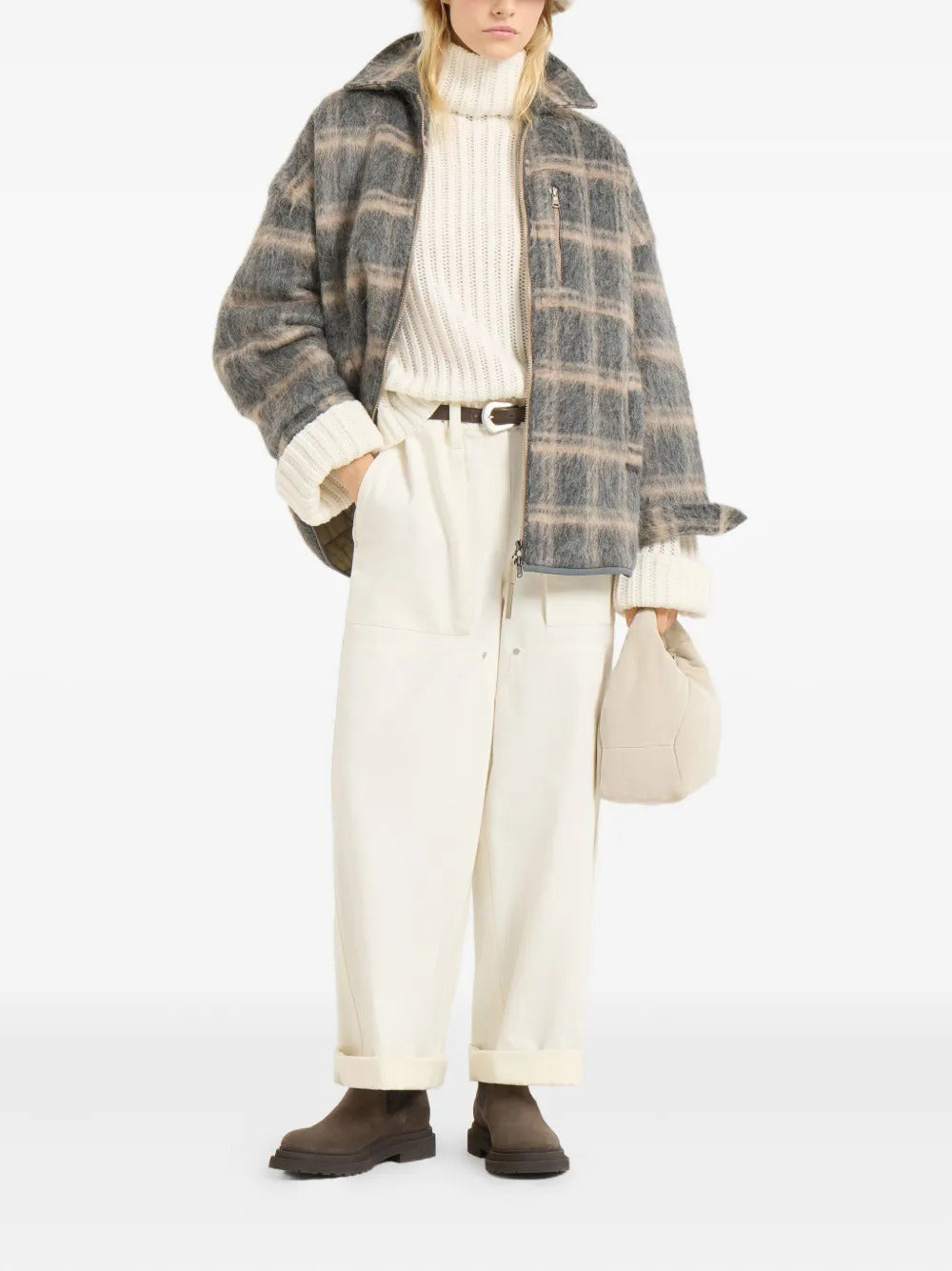 Brunello Cucinelli  check knit jacket